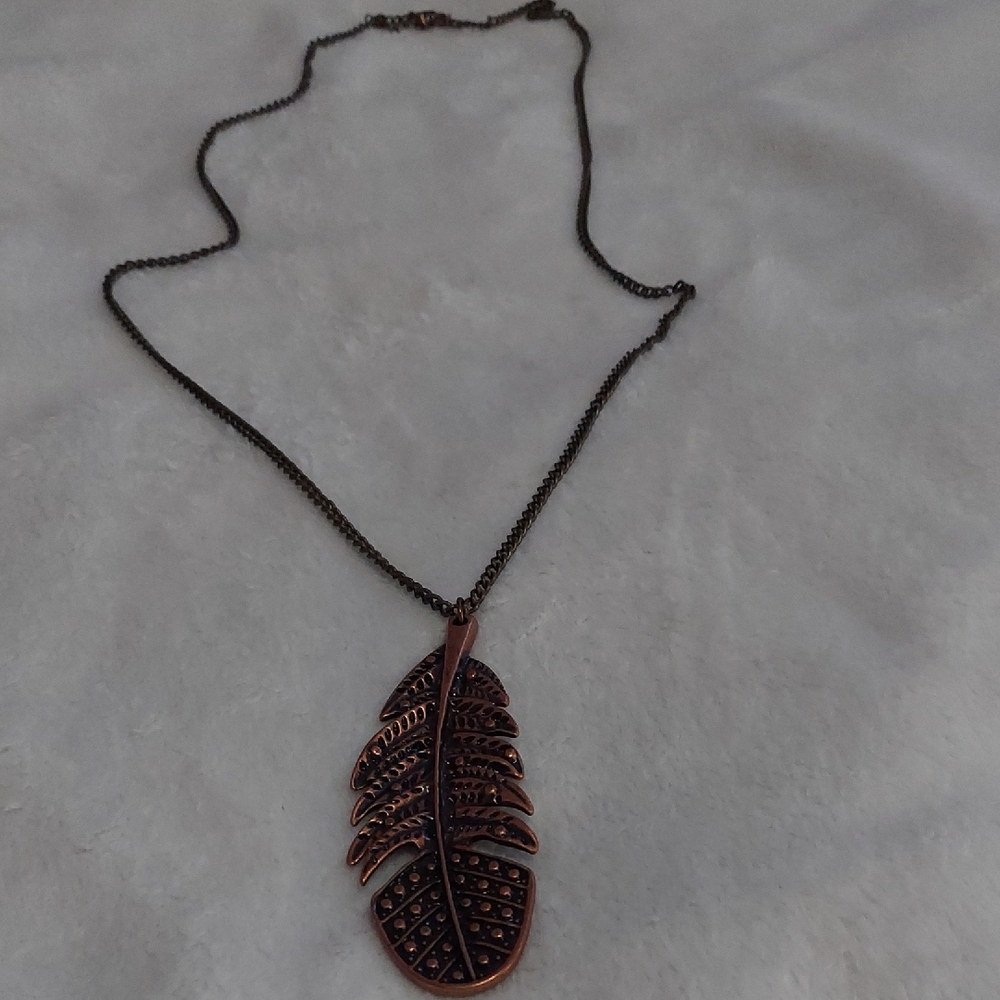 6/$10 Copper Feather Pendant Necklace